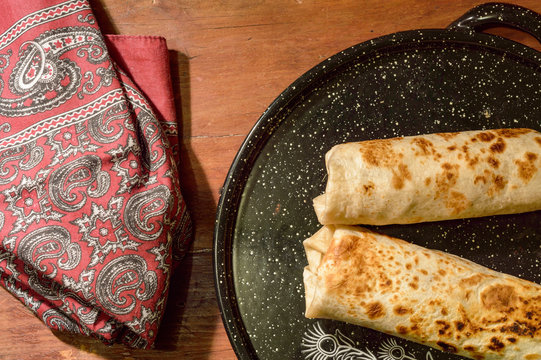 Mexican norte&ntilde;o breakfast, burritos of Sonoran machaca