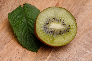 kiwi and mint leaf