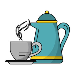 Coffee cup and kettle hot drink
