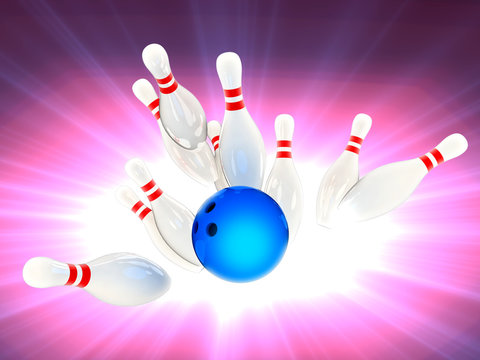 Bowling strike. 3d illustration
