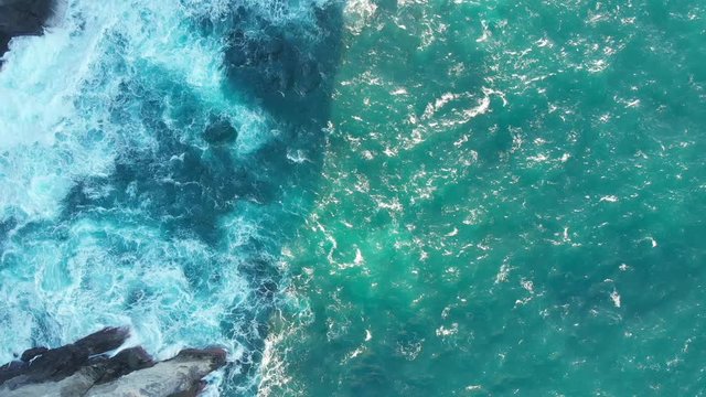 Aerial Drone Rock Formations and Blue Ocean below