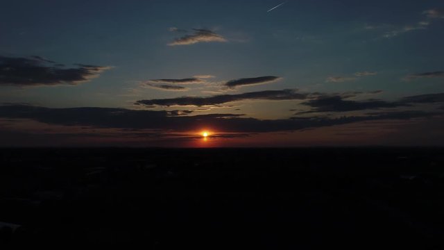 Aerial View of a Sunset Across amish Farm Lands as Seen by a Drone