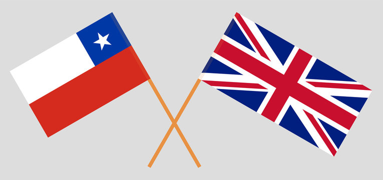 The UK and Chile. British and Chilean flags