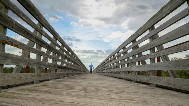 walking on Cowboy Trail in Nebraska