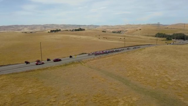 280 California Biking race road Cycling aerial peloton following