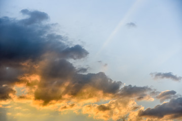 Fototapeta na wymiar Clouds with sunset light effect