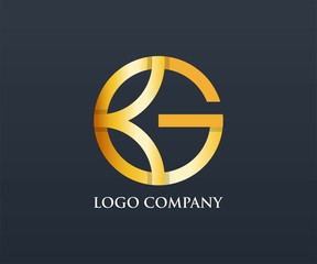 KG circle  gold logo template.