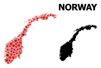 Fototapeta premium Red Starred Pattern Map of Norway