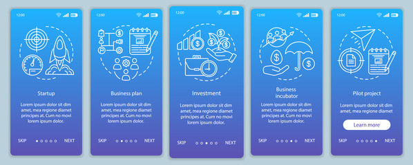 Business industry onboarding mobile app page screen vector template