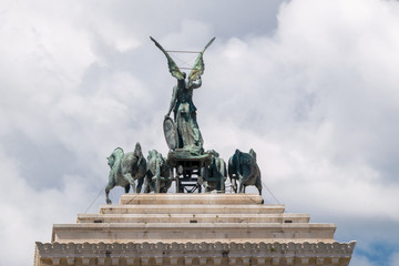 Quadriga on top of Monument Vittorio Emanuele, Altare della Patria,  Piazza Venezia, Rome Italy