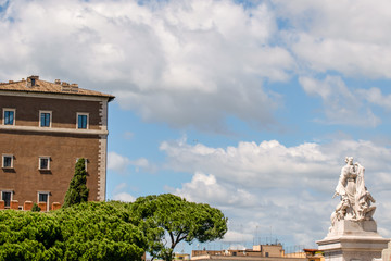 Fototapeta na wymiar View of statue in front, Altare della Patria, Piazza Venezia, Rome Italy