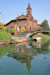 Fototapeta premium chiesa di san cristorofo a milano in italia, church of san cristoforo in milan city in italy