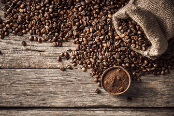 Coffee beans fall out of the pouch.