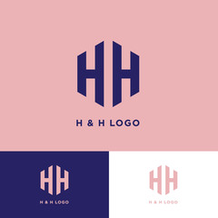 H, H logo. Double H letters in block. Multi Colored emblem like 3D. Clothes or cosmetics icon