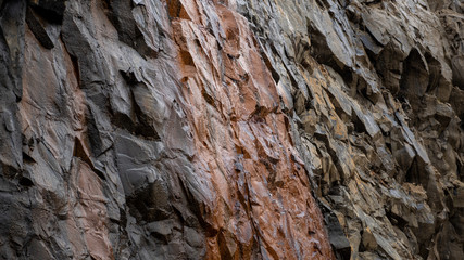 Cracks in the cave in basalt rocks