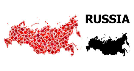 Red Star Pattern Map of Russia