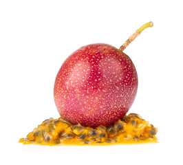 Slice of Passion fruit isolated on the white background.