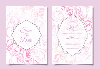 Modern Wedding Invitation Set Marble Textures Beautiful Modern Colors. Trendy Background Multi-purpose Cards Template like Poster, Cover, Book, Packaging