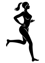 Naklejka na ściany i meble Silhouette of slender lady. The girl is running. The woman goes in for sports, strengthens health. Vector illustration.