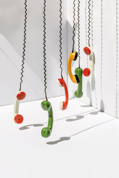 retro colorful phone handsets
