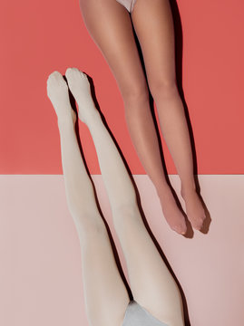Parallel Legs of Women in Tights