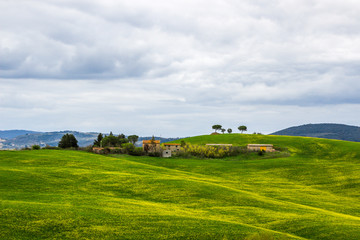 green hills and cypresses in Crete Senesi in Tuscany