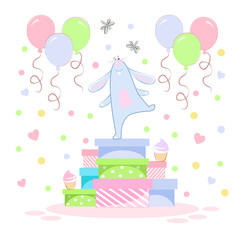 bunny with birthday gifts