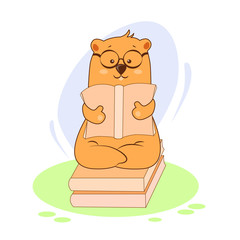 Bear with glasses with a book