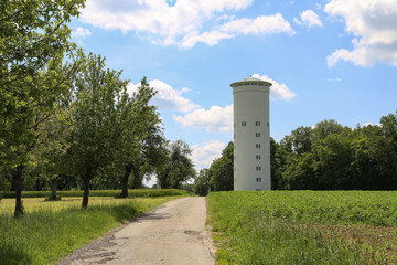 Water tower on cultivated land in Germany
