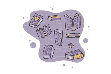Book concept. Vector illustration in doodle style.