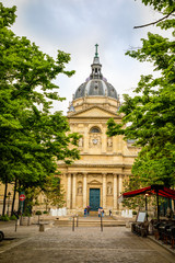 Sorbonne square and College de Sorbonne, one of the first colleges of medieval University in Paris, France