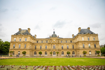 Fototapeta na wymiar Luxembourg Palace and Luxembourg Garden (The Jardin du Luxembourg