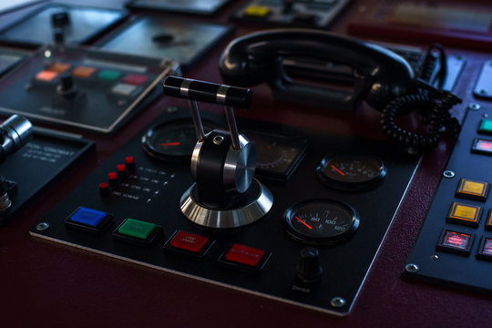 Bridge equipment. Control of bowthruster 360 degrees. Blur. Close-up
