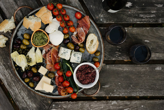 Italian Party Platter and Red Wine