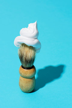 shaving brush with soap foam