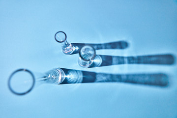 Top view of three glass vases of identical forms and various siz