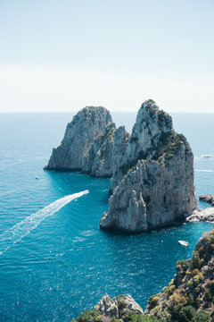 Beautiful view at Faraglioni on the island of Capri
