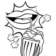 pop art comic lips cartoon