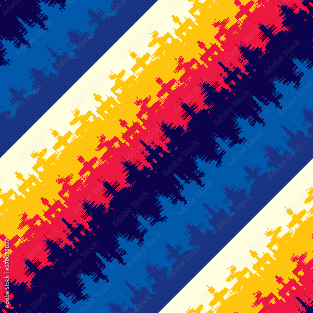 Poster abstract seamless striped pattern. the image is scattered into particles.