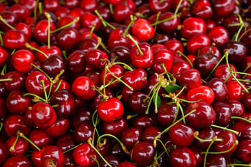 Cherry fruit on a pile close take, pile of sweet cherry