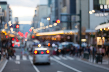 Blured View of CIty street at Koyoto Japan
