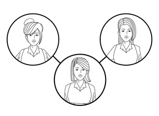 businesswomen avatar profile picture in round icons black and white