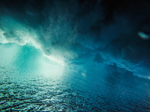 Underwater shot of breaking wave, Indonesia