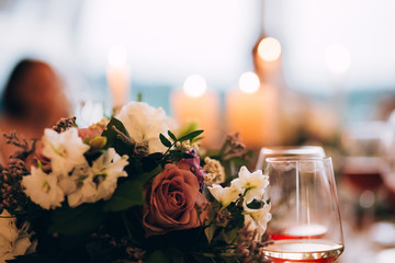 Decorated meadow for wedding ceremony.