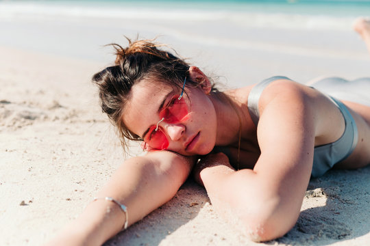 Teenager enjoying a beach day