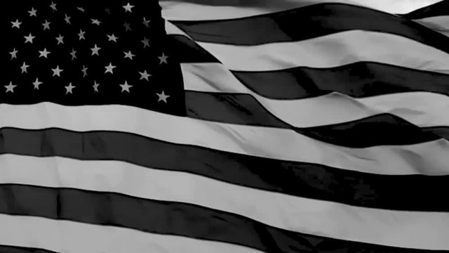 American Flag waving in Slo Mo in Black and White