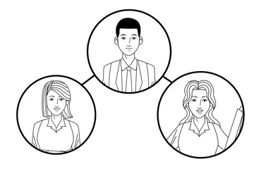 group of business people avatar profile picture in round icon black and white