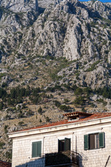 Kotor, Montenegro. Rocks and houses