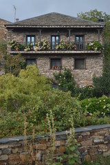 Fototapeta na wymiar Beautiful House Made Of Slate In Valverde De Los Arroyos. October 18, 2013. Valverde De Los Arroyos, Black Village, Guadalajara, Castilla La Mancha, Spain. Rural Tourism, History.