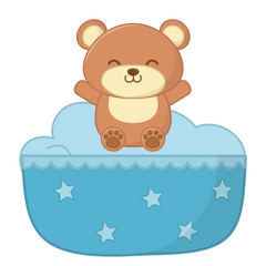 cradle with toy bear vector illustration